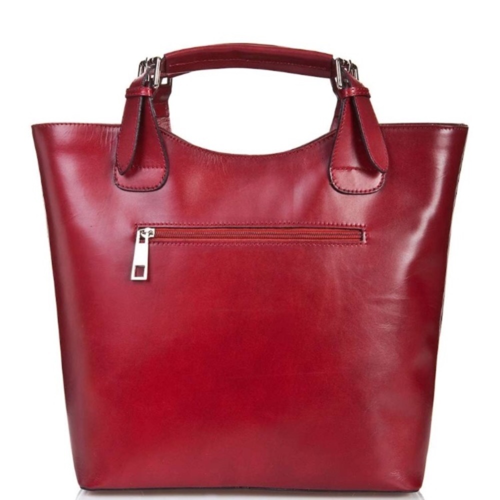 Lisa Minardi Buckle Handle Red Leather Satchel - Picture 2 of 8